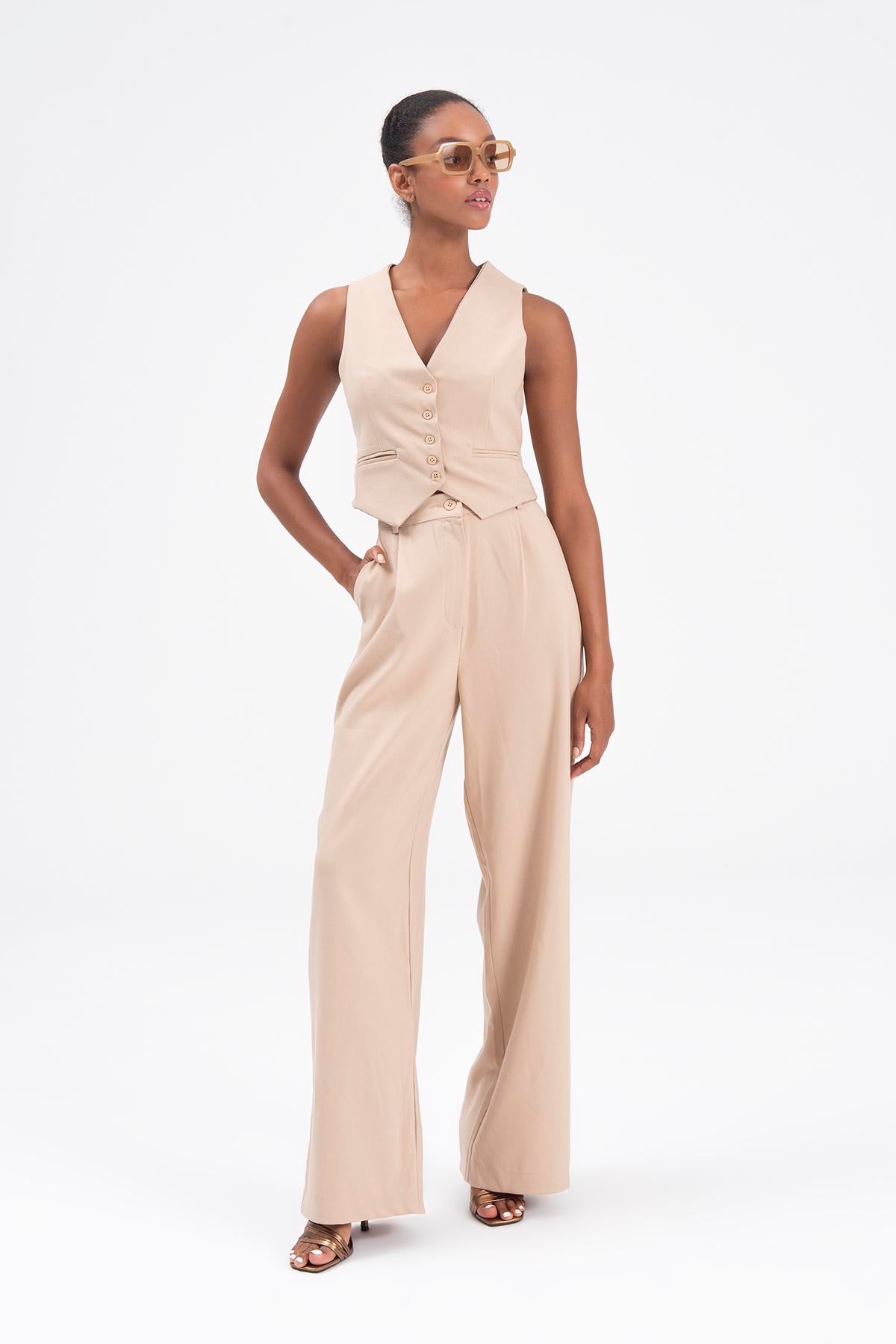 Beige Loose Trousers