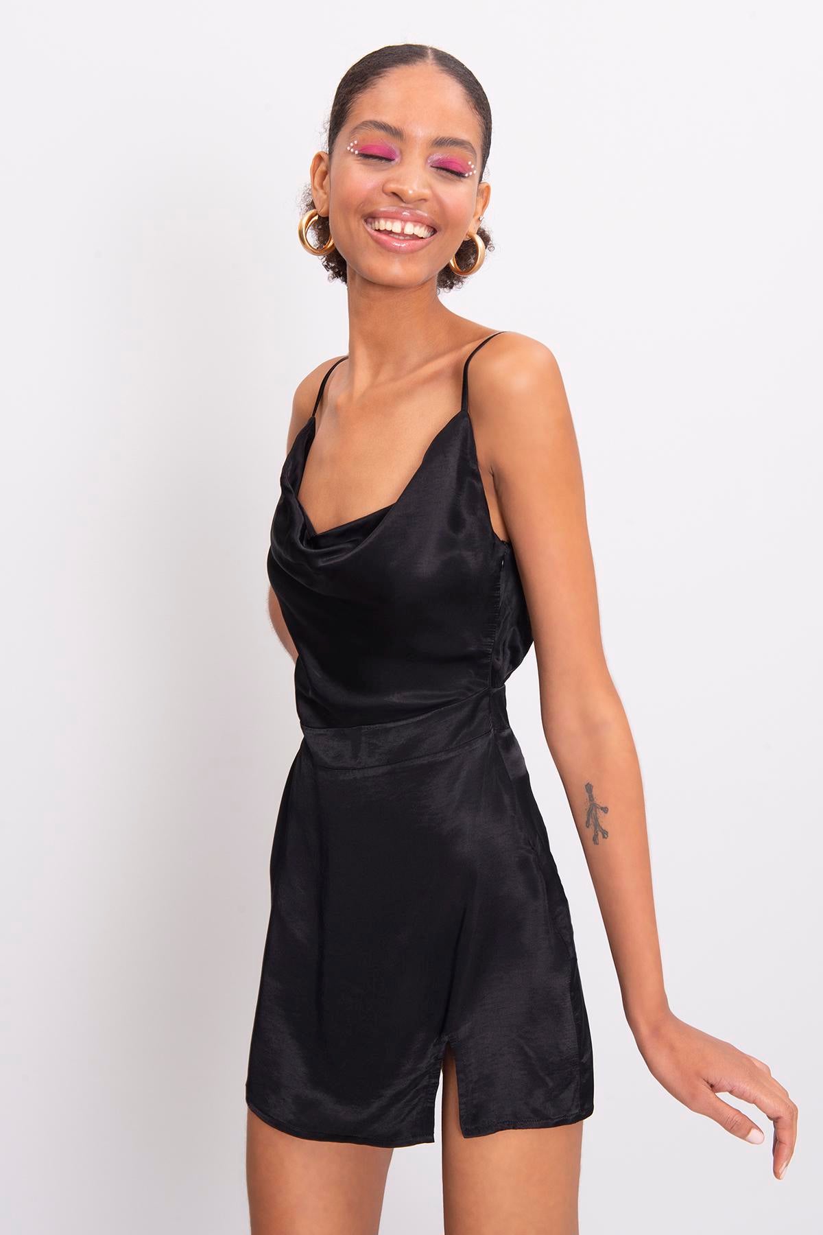 Black Strap Mini Dress